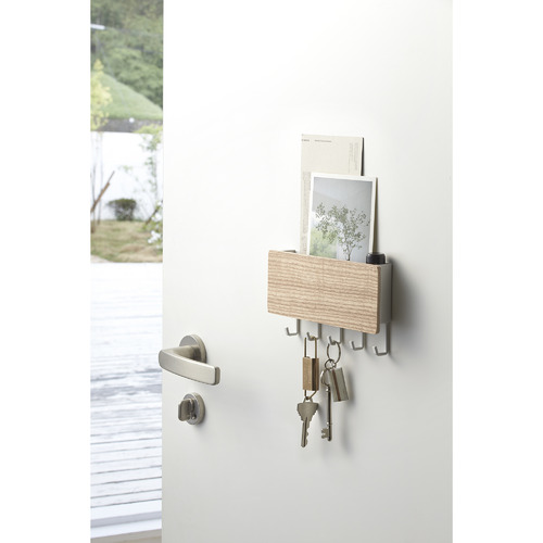 Yamazaki Beige Rin Magnetic Key Rack with Tray Temple Webster